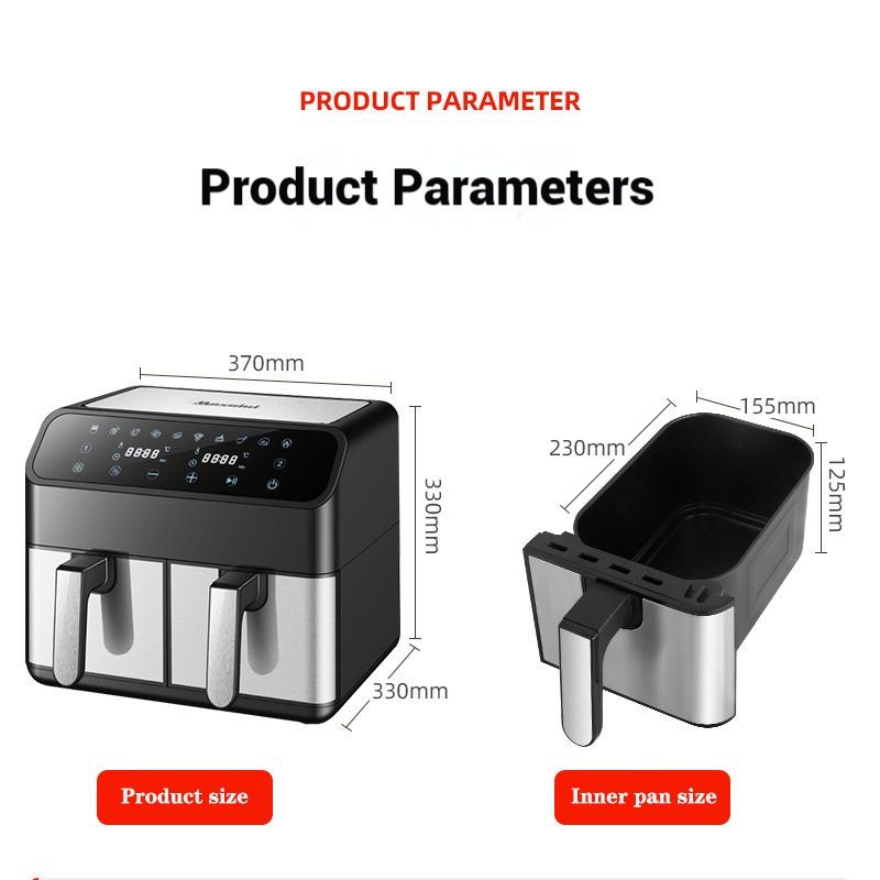 Dual door independent operation 2��4L smart 6-in-1 digital LCD display air fryer