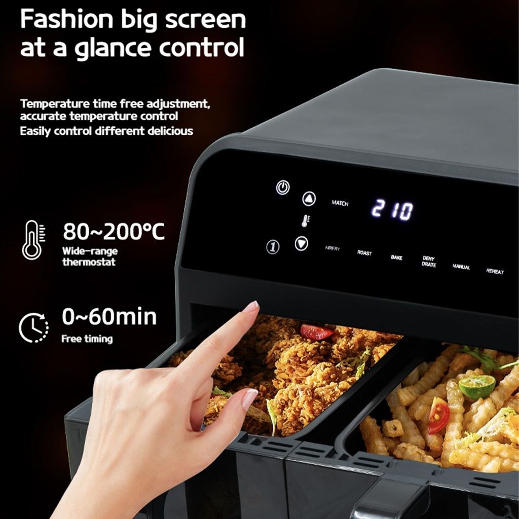 8L Dual Basket Multi-function Electric Air Fryer