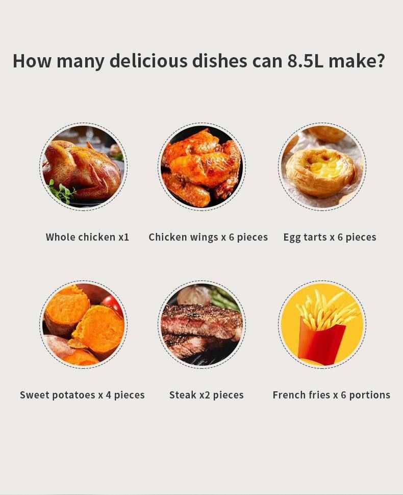 8.5L Air Fryer Crown Air Fryer Visual Easy to Clean